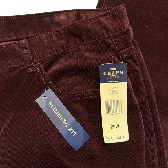 Chaps Pants - Chaps Denim Plum Women's Slimming Fit Short Length Corduroy Pants Size 20W NWT